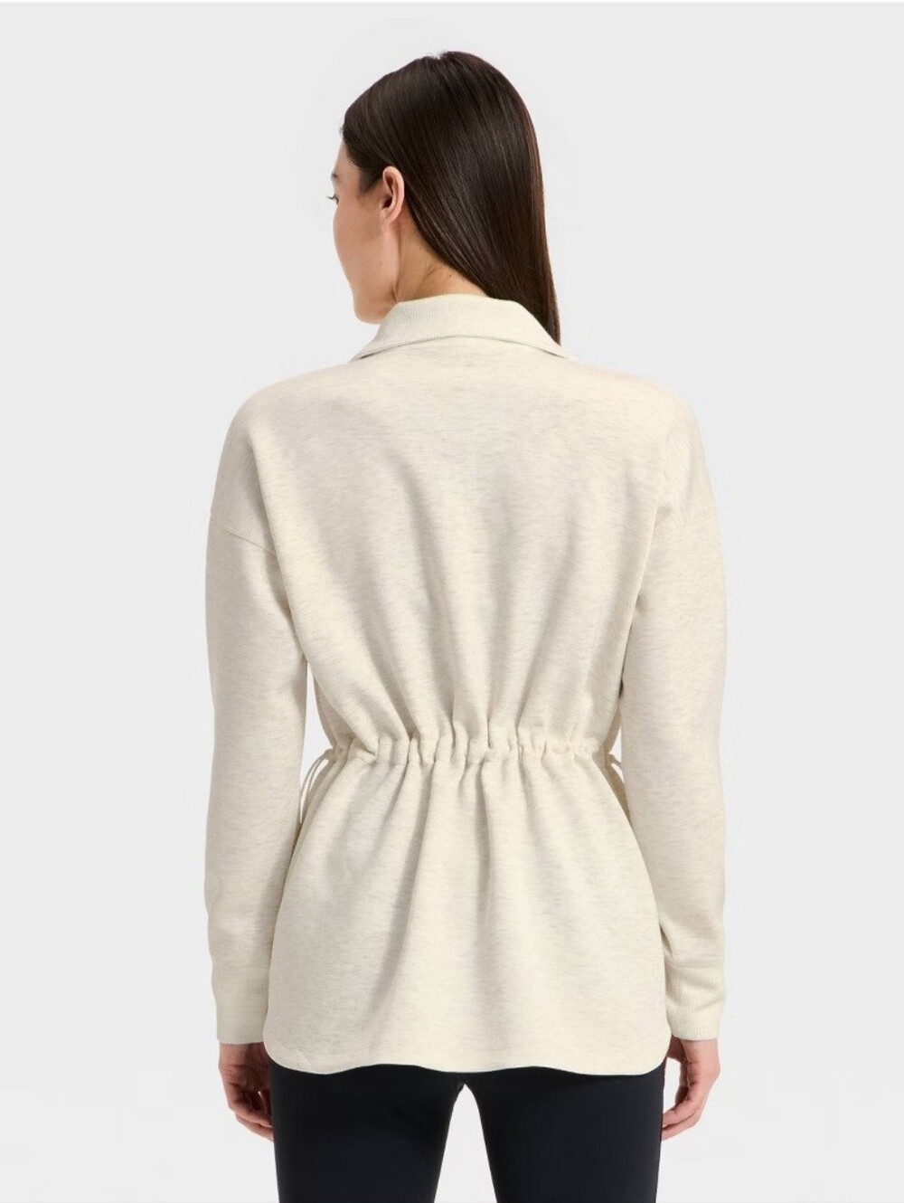 Women's Airy Sleek Long Full Zip Collared Jacket - All In Motion' Cream Heather - Picture 2 of 3